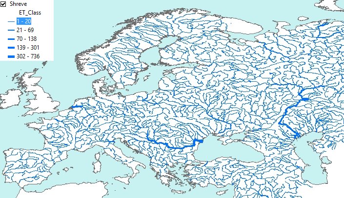 Streams classified using Shreve method.
