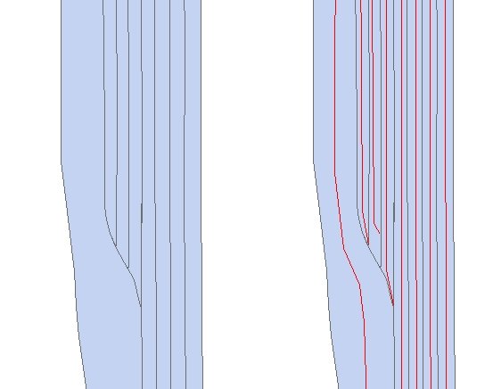 Input and Result if the create separate centerline for each polygon option / Create Centerlines Single is used.